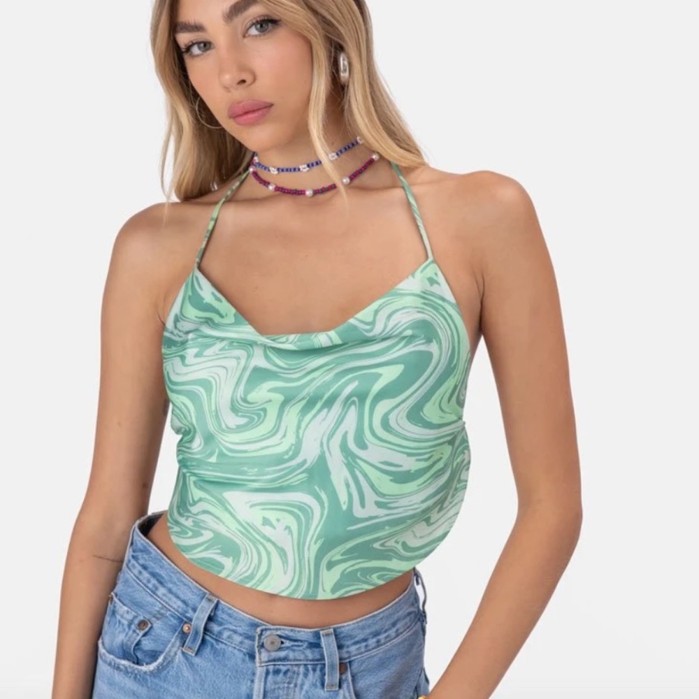 Cruz Satin-Finish Crop Top - Picture 3 of 4